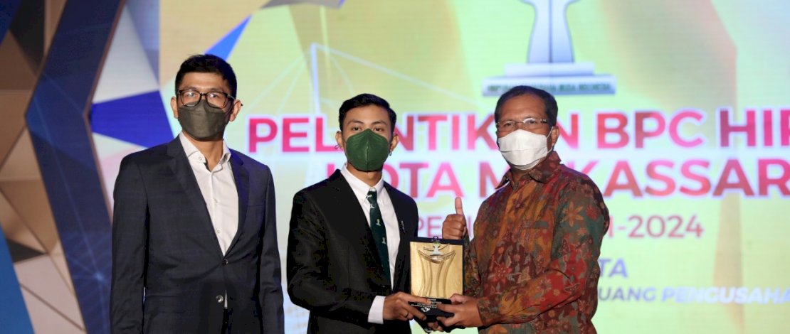 Wali Kota Makassar, Moh Ramdhan Pomanto saat pelantikan BPC Hipmi Kota Makassar.