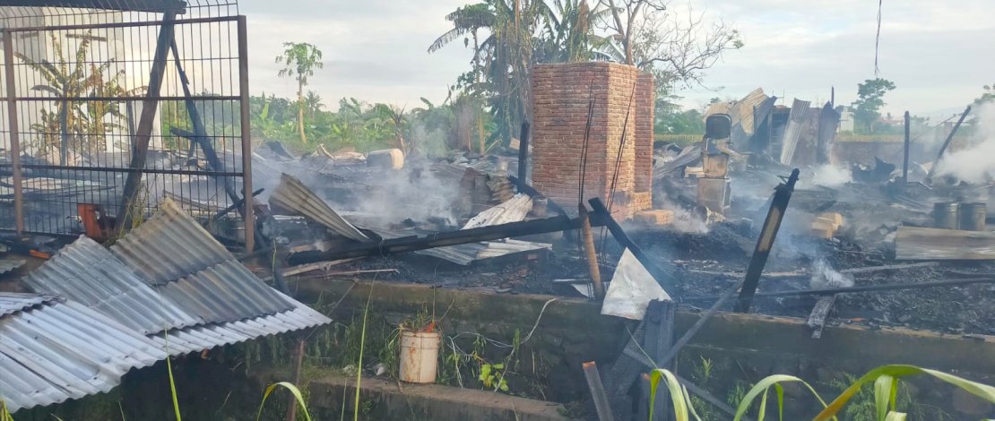 Kebakaran di Pinrang, dan para korban luka.