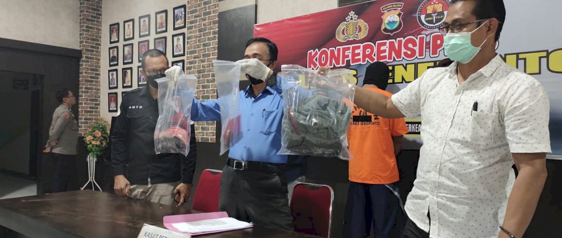 Konferensi pers Polres Jeneponto, terkait pembunuhan seorang petani rumput laut bernama Bali.
