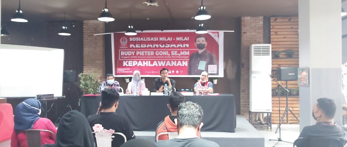 Suasana sosialisasi Nilai-nilai Kebangsaan yang digelar Rudy Pieter Goni.