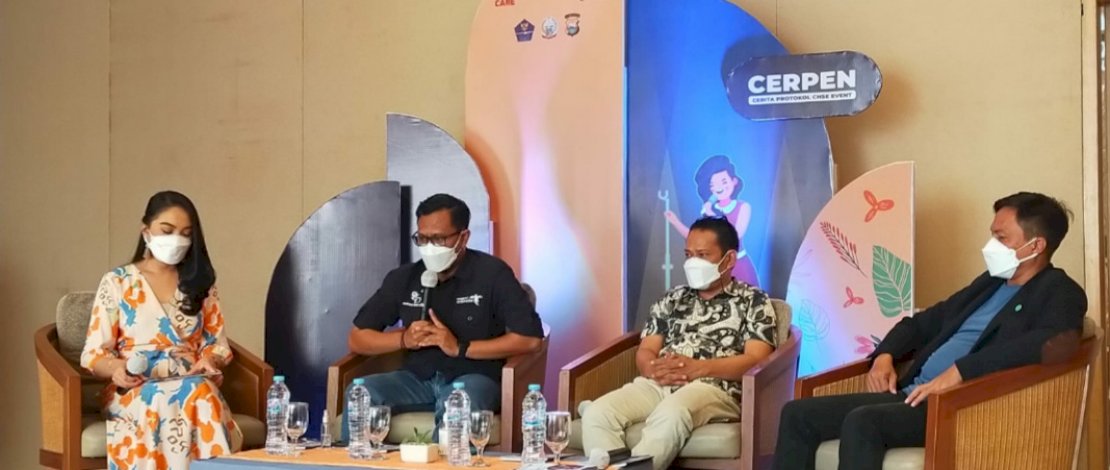 Kementerian Pariwisata dan Ekonomi Kreatif (Kemenparekraf) melakukan sosialisasi Cleanliness, Health, Safety, Environment Sustainability (CHSE), yang merupakan panduan pelaksanaan event di Kota Makassar, Kamis, 18 November 2021.