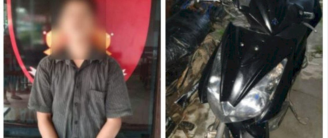 Pelaku curanmor dan barang bukti. Pelaku curanmor dan barang bukti.