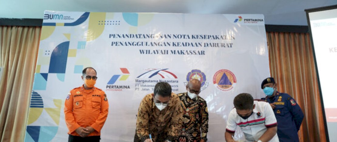 Gandeng BPBD Kota Makassar dan Pengelola Jalan Tol, Pertamina Teken MoU Terkait Penanganan Keadaan Darurat