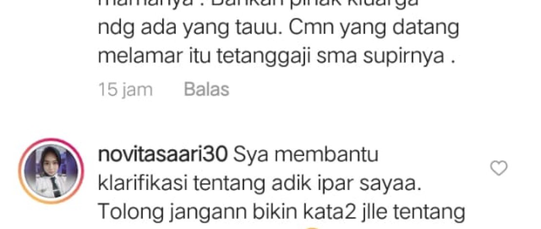 Komentar novitasaari30 di media sosial. 