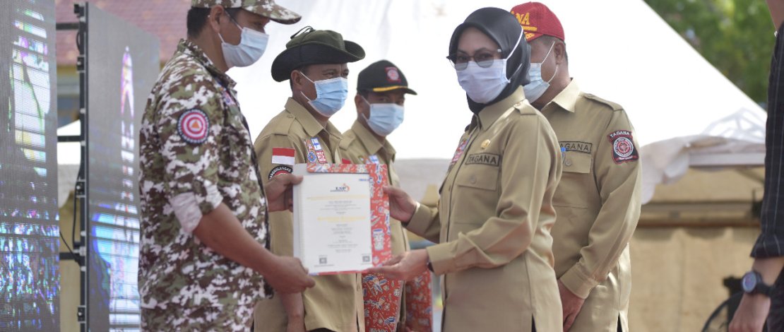 Bupati Luwu Utara, Indah Putri Indriani saat membuka Pelatihan Pengurangan Risiko Bencana dan Sahabat Tagana, Kamis (2/12/2021).