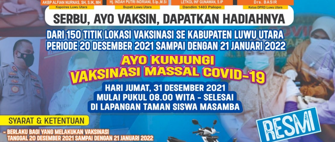 Ayo Vaksin! Pemda Lutra Siapkan Hadiah Undian Menarik Bagi Penerima Vaksinasi