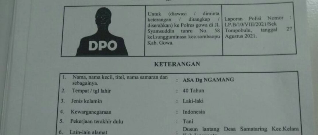 Tewas di Massa, Forum Kamtibmas Jeneponto Sebut Asa Daeng Ngamang DPO Polres Gowa