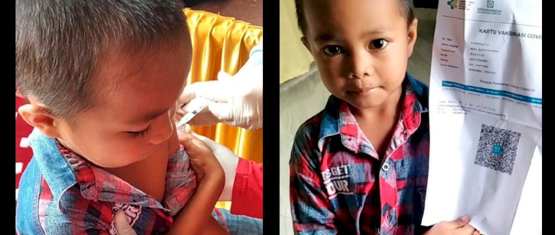 Muhammad Alfatansyah usai menerima vaksin dosis pertama.