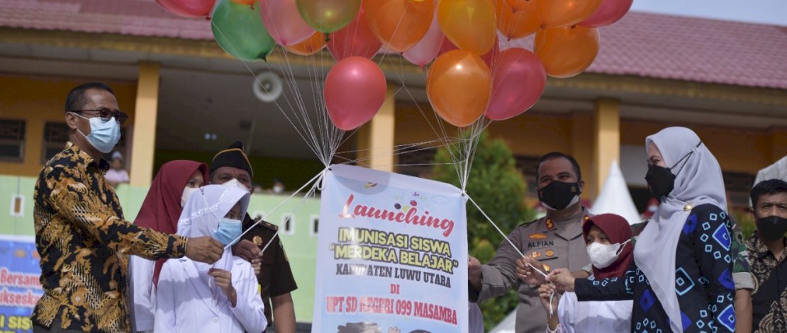 Bupati Luwu Utara, Indah Putri Indriani, saat Launching Vaksin Anak Merdeka Belajar, Kamis, 13 Januari 2022.