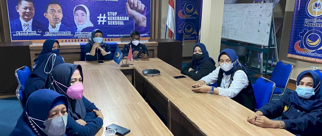 PEDULI. DPW Partai NasDem Sulsel melaunching secara Posko Pengaduan Kekerasan Seksual di Kantor DPW, Jalan Bonto Lempangan, Makassar, Selasa (18/1/2022).