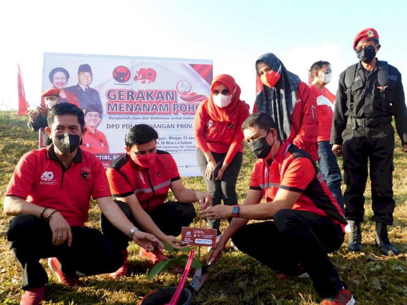 Rayakan HUT Ke-49 Tahun, PDI Perjuangan Sulsel Tanam 49 Ribu Bibit Pohon