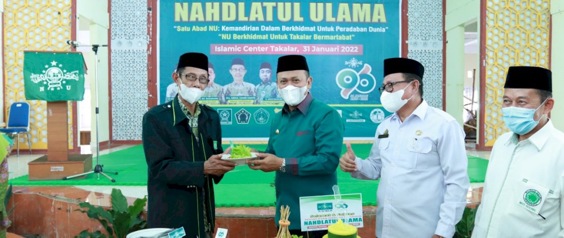 Bupati Takalar, Syamsari, menghadiri peringatan hari lahir Nahdatul Ulama (NU) ke- 96 tahun, yang diselenggarakan di Gedung Islamic Centre, Takalar, Senin, 31 Januari 2022.
