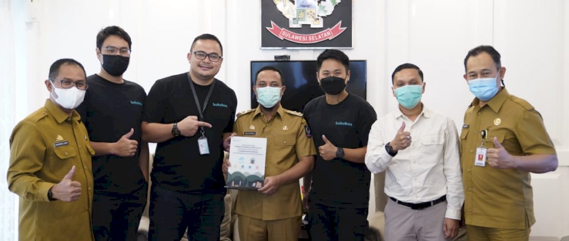 CEO Bobobox, Indra Gunawan, saat melakukan audiens dengan Plt Gubernur Sulsel, Andi Sudirman Sulaiman, di Baruga Lounge, Kantor Gubernur, Senin, 7 Februari 2022.