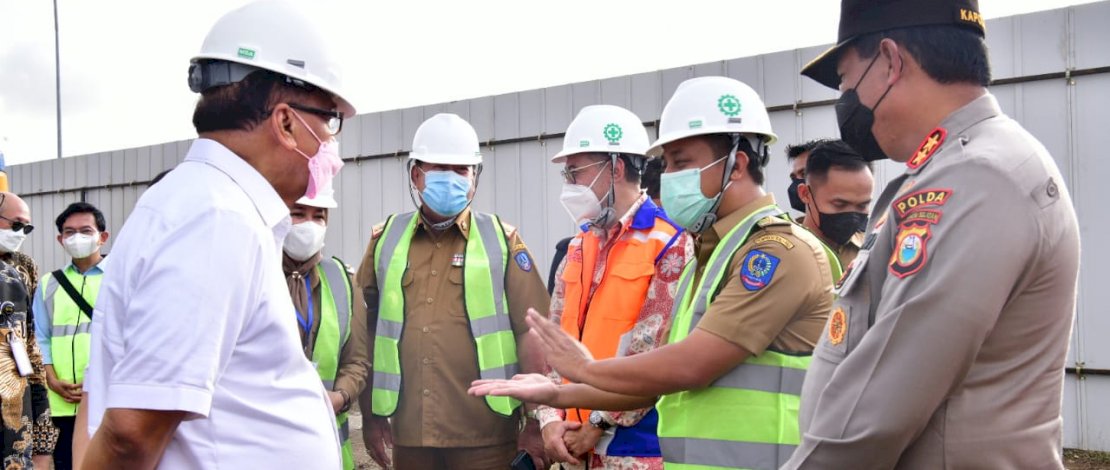 Plt Gubernur Sulsel, Andi Sudirman Sulaiman, menghadiri Ground Breaking Pembangunan Jalan Akses Tol MNP, Senin, 7 Februari 2022.