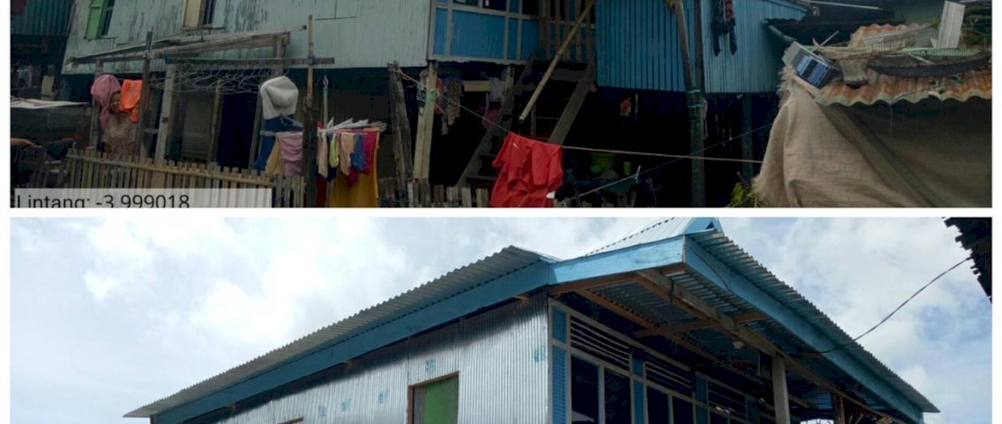 Rumah warga sebelum (atas) dan sesudah (bawah) dibedah Pemkot Parepare melalui program Rumah Impian.