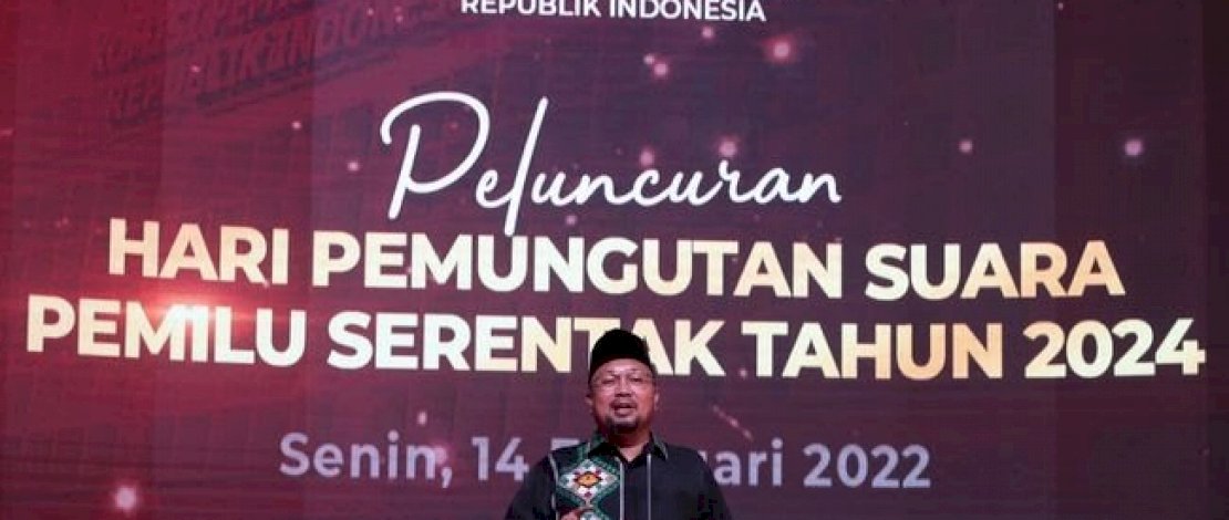 Peluncuran Hari Pemungutan Suara Pemilu Serentak 2024 di Kantor KPU RI, Jakarta, kemarin.
