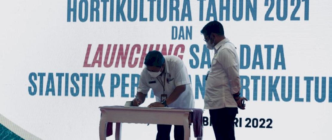 Menteri Pertanian Syahrul Yasin Limpo pada acara Sinkronisasi Angka Sementara Hortikultura Tahun 2022 dan Launching Satu Data Statistik Pertanian Hortikultura di Bogor. 