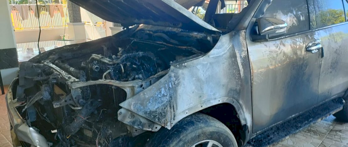 Mobil salah satu anggota Dewan Perwakilan Rakyat Daerah (DPRD) Jeneponto dibakar orang tak dikenal (OTK)/Ist