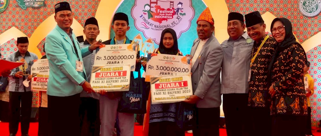 Kafilah asal Sulawesi Selatan (Sulsel) berhasil meraih Juara Umum III, pada Festival Anak Shaleh Indonesia (FASI) XI, yang diselenggarakan di Palembang, Sumatera Selatan. Kafilah asal Sulawesi Selatan (Sulsel) berhasil meraih Juara Umum III, pada Festival Anak Shaleh Indonesia (FASI) XI, yang diselenggarakan di Palembang, Sumatera Selatan.