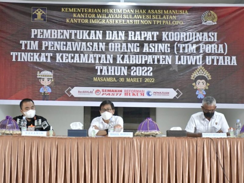 Bersama Pemkab Lutra, Kemenkumham Gelar Rapat Tim Pengawasan Orang Asing Tingkat Kecamatan