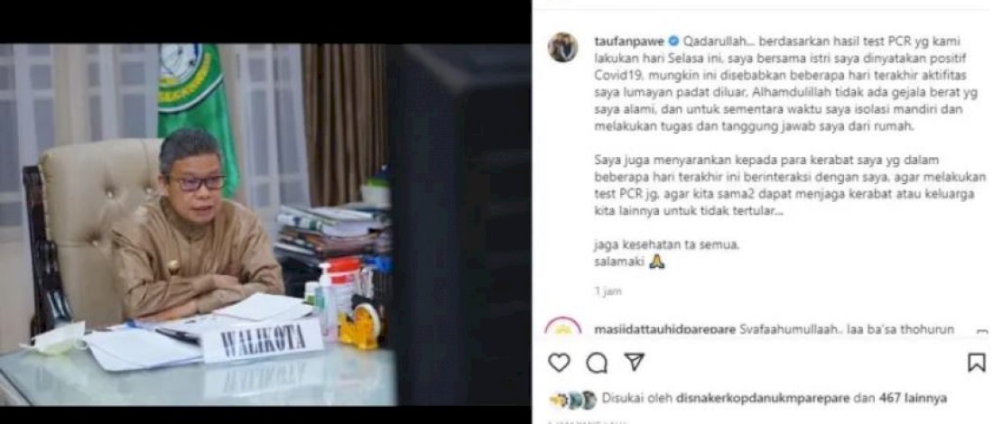 Walikota Parepare Umumkan Diri Positif Covid-19 Bersama Sang Istri