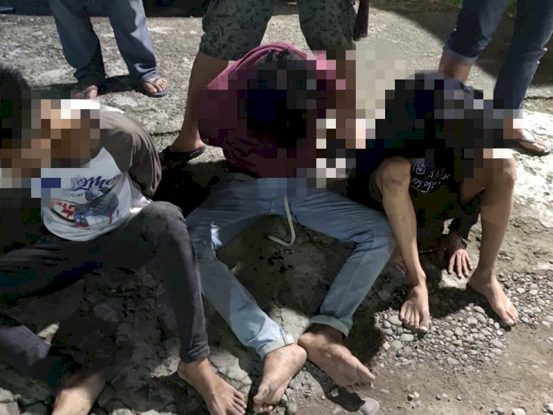 Bubarkan Perang Kelompok, Anggota Polisi Terkena Sabetan Parang, Tiga Pelaku Diamankan