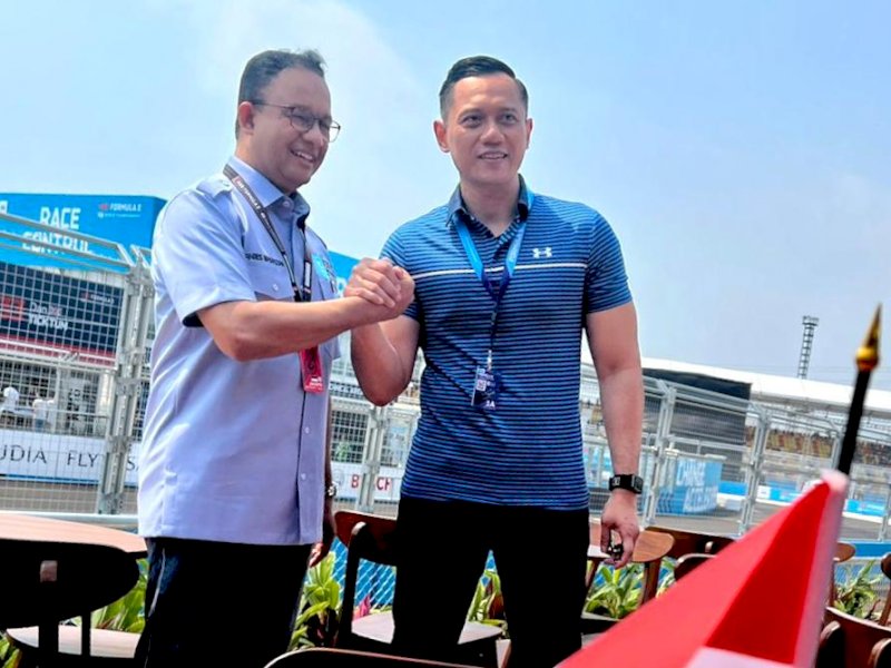 Nonton Formula E di Sirkuit Ancol, AHY Disambut Akrab Anies Baswedan 