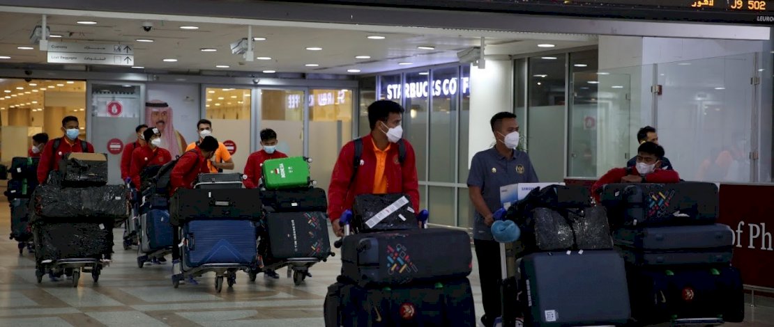 Kedatangan Timnas Indonesia di Kuwait 