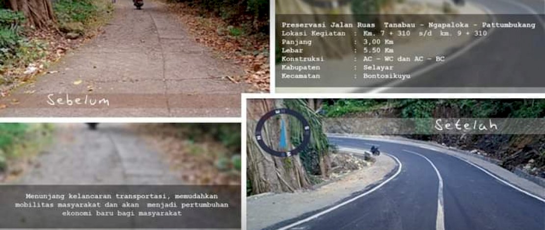 Kondisi ruas jalan Tanabau - Ngapaloka &ndash; Pattumbukang, di Kabupaten Kepulauan Selayar.