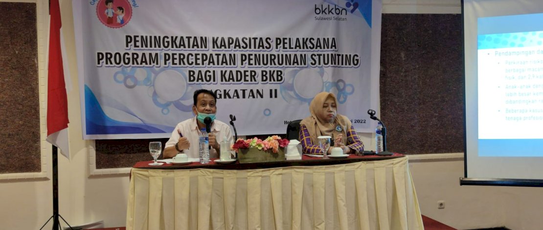 Pelatihan Peningkatan Kapasitas Pelaksana Program Percepatan Penurunan Stunting Bagi Kader BKB, yang dilaksanakan di Grand Imawan Hotel,  Jumat, 24 Juni 2022.