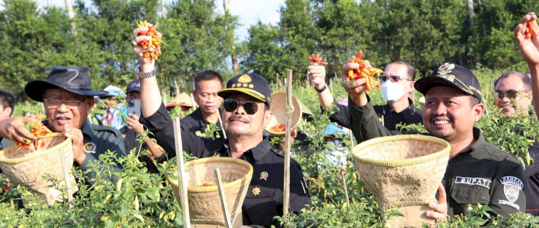 Menteri Pertanian Syahrul Yasin Limpo melakukan kunjungan di Desa Sukawangi, Kecamatan Pamulihan, Kabupaten Sumedang, Jawa Barat.