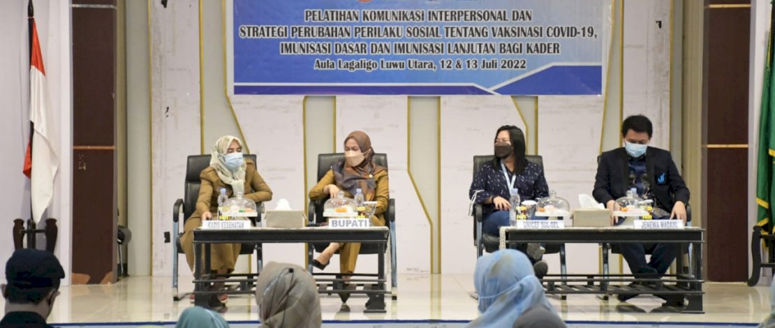 Pelatihan Komunikasi Interpersonal dan Strategi Perubahan Perilaku Sosial tentang Vaksinasi Covid-19, Imunisasi Dasar dan Lanjutan, yang dilaksanakan di Kabupaten Luwu Utara.