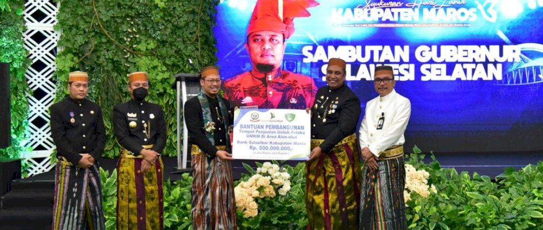 Gubernur Sulsel Andi Sudirman pada acara peringatan 63 Tahun Kabupaten Maros, di Gedung Serbaguna, Rabu 27 Juli 2022.