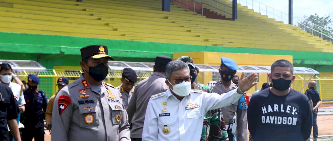 Wali Kota Parepare, Taufan Pawe menerima kunjungan Kapolda Sulsel, Irjen Pol Nana Sujana, di Stadion BJ Habibie, Kota Parepare, Rabu, 27 Juli 2022.