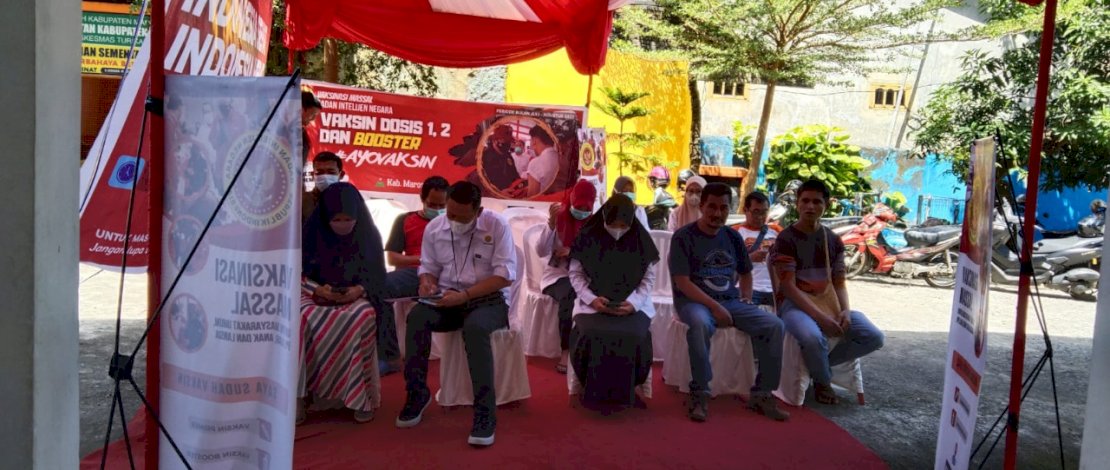 Pelayanan vaksinasi terus dipacu oleh BIN Daerah Sulawesi Selatan (Sulsel) di Kabupaten Maros bersama dengan Dinas Kesehatan serta stakeholder terkait lainnya