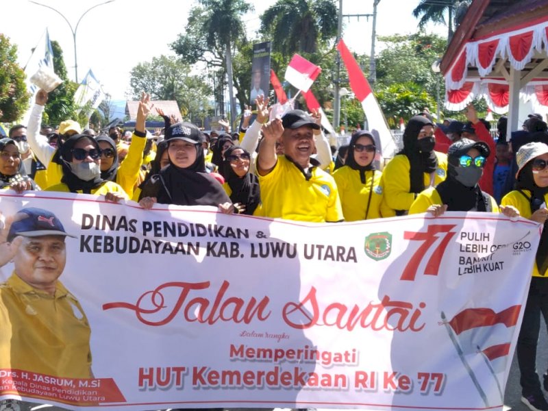 Dikomandai Jasrum, Disdik Luwu Utara Kuningkan Jalan Santai