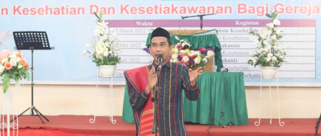 Ketua DPRD Makassar, Rudianto Lallo,  menghadiri kegiatan tahun kesehatan orientasi pelayanan Huria Kristen Batak Protestan (HKBP) 2022, yang dilaksanakan di Gereja HKBP Resort Sulawesi Selatan Distrik XVII Indonesia Bagian Timur, di Jalan Rajawali Kota Makassar, Minggu, 14 Agustus 2022.