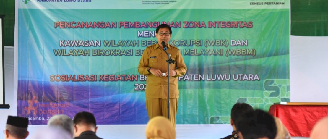 Wakil Bupati Luwu Utara, Suaib Mansur, menghadiri pencanangan Pembangunan Zona Integritas Menuju Kawasan Wilayah Bebas Korupsi (WBK) dan Wilayah Birokrasi Bersih dan Melayani (WBBM), dan Sosialisasi Pendataan Registrasi (Regsosek) BPS Luwu Utara Tahun 2022, 
Senin, 22 Agustus 2022.