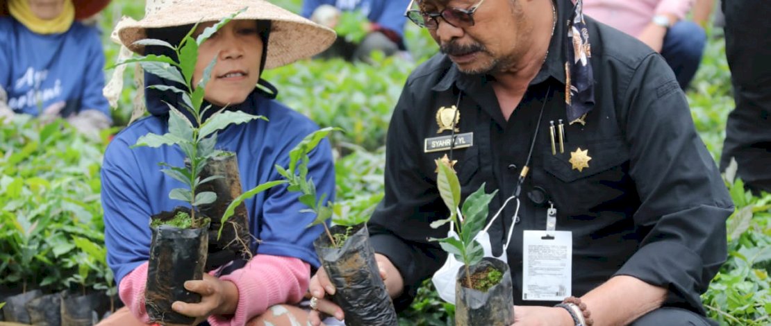 Mentan SYL meninjau nursery bibit kopi di Kabupaten Garut, Jawa Barat, Minggu, 28 Agustus 2022.