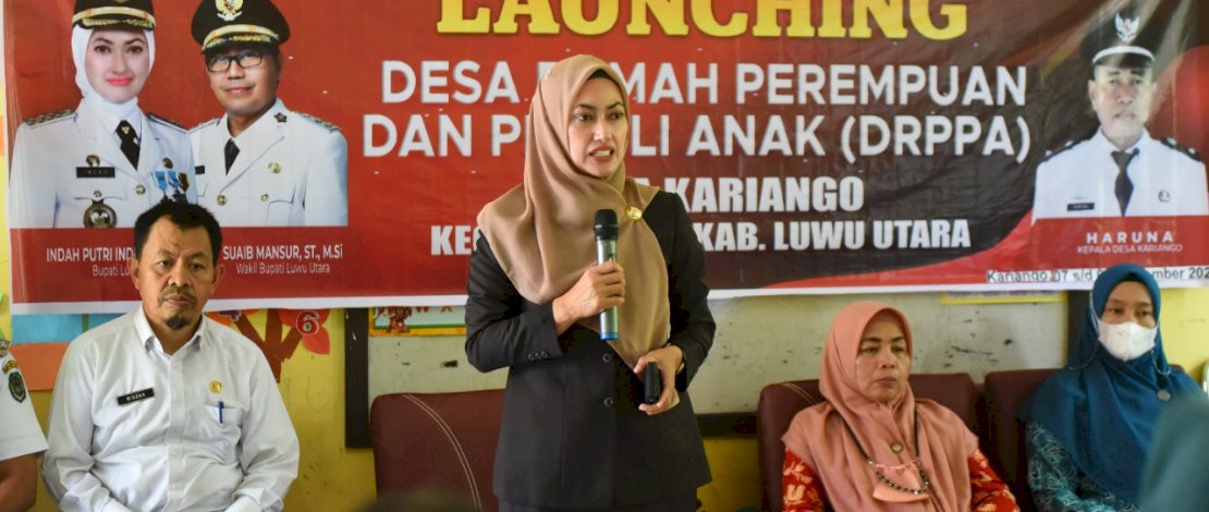 Bupati Luwu Utara, Indah Putri Indriani, melaunching piloting Desa Ramah Perempuan dan Peduli Anak (DRPPA), di Aula Kantor Desa Kariango, Kecamatan Baebunta, Rabu, 7 September 2022.