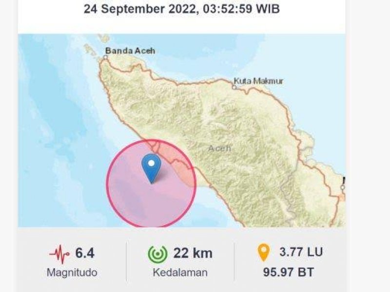 Gempa Signifikan Guncang Meulaboh Aceh 