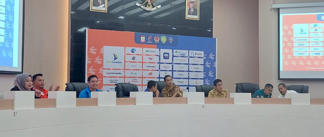 Konfrensi Pers Makassar Half Marathon, di Balaikota Makassar, Selasa, 27 September 2022.
