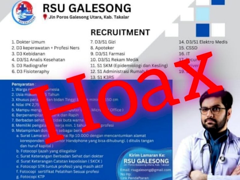 Beredar Info Rekrutmen Tenaga Kerja RSI Galesong Takalar, Kadis Kesehatan: Itu Hoax