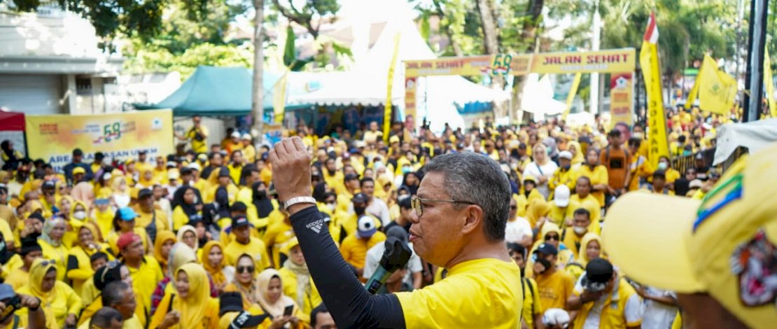 Di Hadapan Peserta Jalan Santai HUT Golkar, TP: Kita Siap Menangkan Airlangga di Pilpres 2024