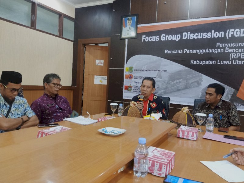 Libatkan Tim Teknis dari Unhas, BPBD Luwu Utara Gelar FGD Rencana Penanggulangan Bencana