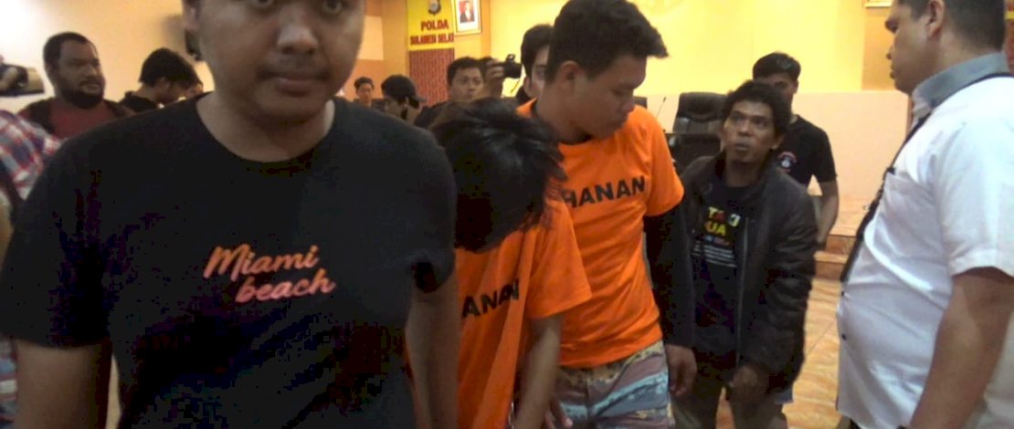 Ditangkap! Pelaku Pembusuran 2 Pria Hingga Tewas Meringkuk di Polrestabes Makassar