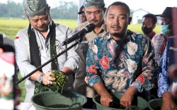 Mentan SYL Panen Padi Aplikasi Biosaka di Blitar