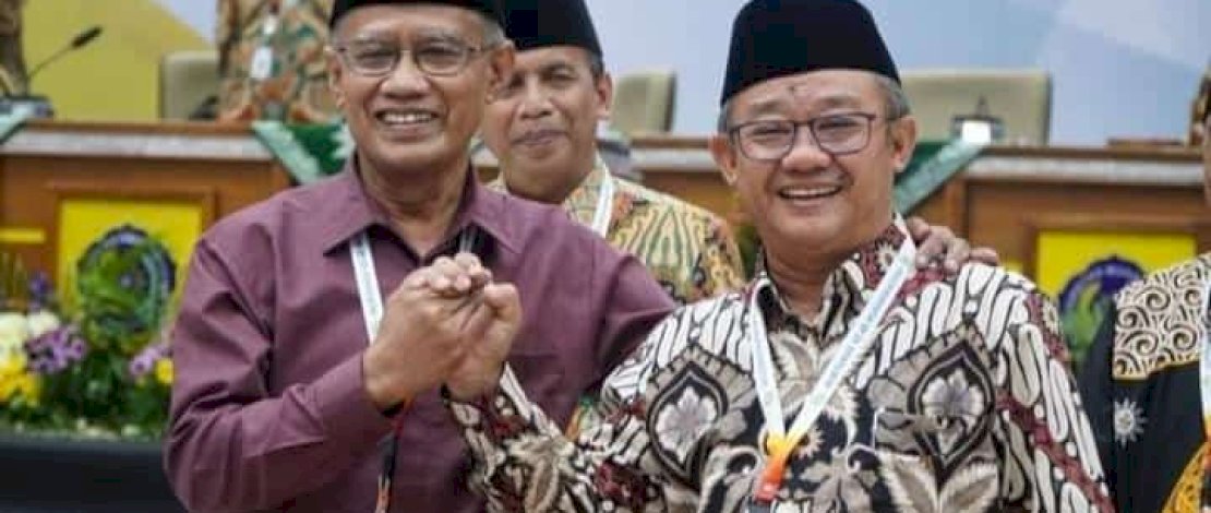 Prof Haedar Nashir bersama Prof Abdul Mu'ti. Keduanya terpilih sebagai Ketua Umum dan Sekretaris Umum Pimpinan Pusat Muhammadiyah 2022-2027. 