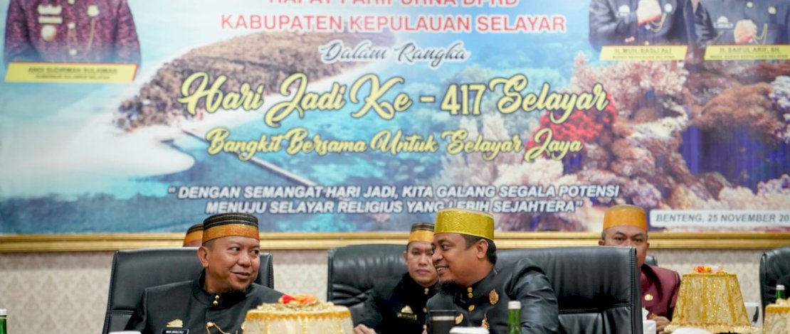 Rapat Paripurna DPRD dalam rangka 417 Tahun Kabupaten Kepulauan Selayar, di Ruang Pola Kantor Bupati Kepulauan Selayar, Jumat, 25 November 2022.