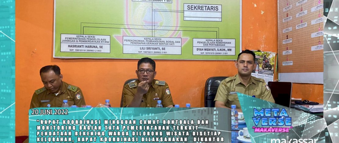 Gelar Rakor Mingguan, Camat Bontoala Minta Pihak Kelurahan Mendata Nomer Rekening Seluruh Warga Longwis